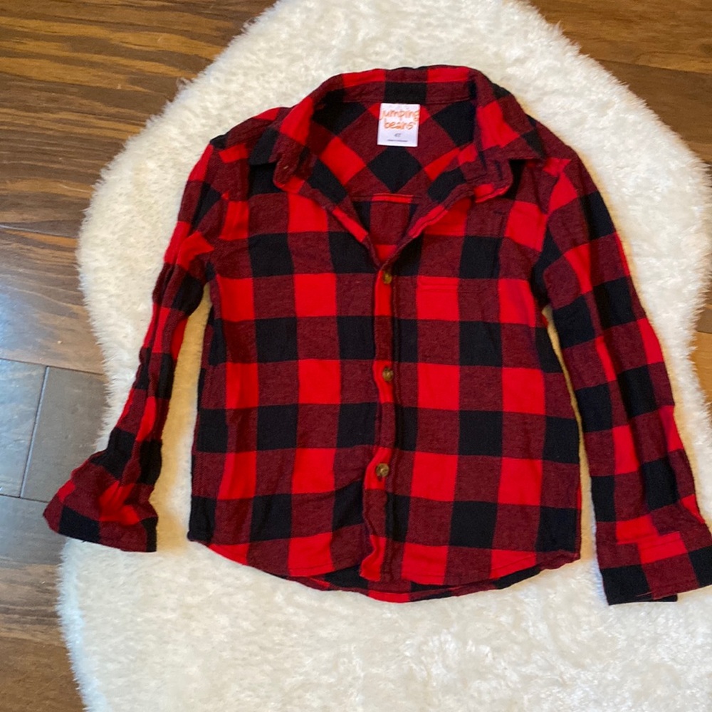 Jumping Bean red black checkered flannel button down 4t